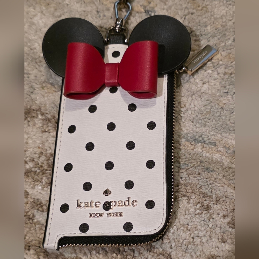 Kate Spade Black and Red Polka Dot Badge Holder